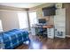 Comfortable bedroom featuring a built-in desk area, providing a practical and stylish workspace at 9718 Jupiter Pass, Carmel, IN 46032