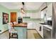 Well-appointed kitchen featuring white cabinetry, a unique island, and modern stainless steel appliances at 1225 N Graham Ave, Indianapolis, IN 46219