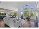 Spacious living room featuring a fireplace, soaring ceilings, and many windows at 12399 Lynnwood Blvd, Carmel, IN 46033