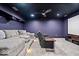 Basement theater room with tiered seating, a large screen, and a projector at 12399 Lynnwood Blvd, Carmel, IN 46033