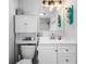 Clean bathroom featuring ample storage, modern fixtures, and a large mirror at 155 N Franklin Rd, Indianapolis, IN 46219