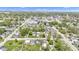 Aerial view of a quiet residential neighborhood with mature trees, traditional homes, and easy access to nearby downtown amenities at 223 Grove St, Greenfield, IN 46140