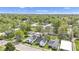 Overhead shot of a residential area highlighting diverse housing and green spaces at 223 Grove St, Greenfield, IN 46140