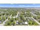 An aerial view of a neighborhood with tree-lined streets, well-maintained lawns, and traditional homes under a clear blue sky at 223 Grove St, Greenfield, IN 46140