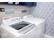Convenient laundry area has new washer and dryer and decorative wall accents at 2763 Streamside Dr, Columbus, IN 47203