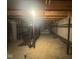 Unfinished basement with exposed piping and support beams, offering flexible space for storage and utilities at 317 Legacy Blvd, Greenwood, IN 46143