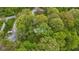Aerial view of a wooded property with an inground pool surrounded by mature trees at 4475 Berkshire Rd, Indianapolis, IN 46226