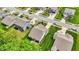 Aerial perspective of homes with spacious backyards, showcasing manicured lawns, trees, and outdoor living spaces in a suburban setting at 5580 Pintail Ln, Greenwood, IN 46143