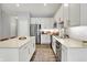 Modern kitchen with stainless steel appliances, white cabinetry, and a functional center island at 5580 Pintail Ln, Greenwood, IN 46143