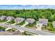 Aerial view of a residential street featuring well-kept homes, green lawns, and tree-lined roads in a serene community at 5580 Pintail Ln, Greenwood, IN 46143