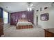 Spacious main bedroom features a high vaulted ceiling, carpet, and modern ceiling fan at 6270 Lancaster Pl, Zionsville, IN 46077