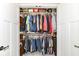 Open double door closet showcasing ample hanging space with clothing rods and shelves, maximizing storage at 6340 W 800 S, Pendleton, IN 46064
