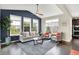Bright living room featuring large windows, comfortable seating, and a vaulted ceiling at 769 Canberra Blvd, Westfield, IN 46074
