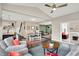 Open concept living room with access to a dining area and back deck through sliding doors at 769 Canberra Blvd, Westfield, IN 46074
