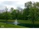 Picturesque pond featuring a fountain, lush greenery, and mature trees in a natural setting at 9653 Woodsong Way, Indianapolis, IN 46229
