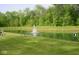 Beautiful pond with a fountain, ducks, and well-maintained grassy banks at 9653 Woodsong Way, Indianapolis, IN 46229