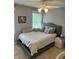 Cozy bedroom with grey walls, ceiling fan, and a comfortable bed at 10118 Leeward Blvd, Indianapolis, IN 46256