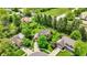 Aerial view of neighborhood homes with mature trees, lush landscaping and paved drives at 10882 Camden Ct, Fishers, IN 46038
