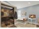 Bright bathroom featuring walk-in shower, soaking tub, and neutral tones at 10882 Camden Ct, Fishers, IN 46038