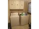 Functional laundry room with washer and dryer, plus convenient overhead storage at 1433 Charles St, Indianapolis, IN 46225