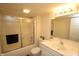 This bathroom features a white vanity, tiled shower with glass door and toilet at 17003 Whitebark Ct, Westfield, IN 46074