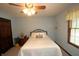 Bedroom features carpet, a ceiling fan, a large closet, and neutral paint at 17003 Whitebark Ct, Westfield, IN 46074