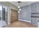 Bright dining room with light fixture, wood floors, and closet space near the entry to the bathroom at 196 E Madison St, Franklin, IN 46131