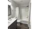 Bathroom featuring vanity with double sink and shower/tub combo at 2327 Bristol Dr, Franklin, IN 46131