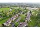 Aerial view of townhomes with well-maintained lawns, parking, and community features at 2430 Spring Hill Ct, Indianapolis, IN 46268