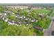 Scenic aerial view of townhomes surrounded by lush greenery and a tranquil pond at 2430 Spring Hill Ct, Indianapolis, IN 46268