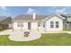 Backyard features a partially covered patio, a lush lawn, and a new house construction at 2761 Winding Creek Ln, Greenfield, IN 46140