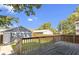 Backyard view features a wooden deck, a detached garage, and a fenced yard at 2940 N Park Ave, Indianapolis, IN 46205