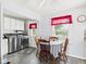 Eat-in kitchen featuring white cabinetry, appliances, a dining area and natural light at 3140 W 18Th St, Anderson, IN 46011