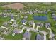 Aerial view of a neighborhood highlighting the lush landscaping and proximity to a pond at 3424 S Lookout Pass, New Palestine, IN 46163