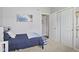 Comfortable bedroom featuring blue accents and access to ensuite at 3424 S Lookout Pass, New Palestine, IN 46163