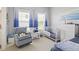 Charming Bedroom with blue accents featuring a crib, armchair, and decorative toy kitchen at 3424 S Lookout Pass, New Palestine, IN 46163