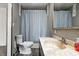 Cozy bathroom featuring a shower/tub combo and vanity at 4080 S London Dr, Martinsville, IN 46151