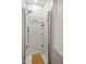 Modern walk-in shower with built-in shelving and a sleek glass door for a luxurious bathing experience at 4619 Allen Dr, Carmel, IN 46033