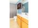 Bathroom featuring a sink with tan vanity and a cabinet at 5849 Wooden Branch Dr, Indianapolis, IN 46221