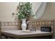 Close up of bathroom sink with decor at 6096 E Conestoga Trl, Columbus, IN 47203