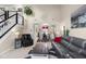 Spacious living room features a staircase, seating, and dining area with nice decor at 6096 E Conestoga Trl, Columbus, IN 47203