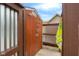 Outdoor shower with corrugated metal surround and lighting for your convenience at 6096 E Conestoga Trl, Columbus, IN 47203
