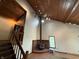 Living room features a fireplace and vaulted ceilings at 7140 N Michigan Rd, Fairland, IN 46126