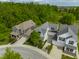 Aerial view of three homes with manicured lawns, driveways, and lush landscaping at 7218 Antiquity Dr, Carmel, IN 46033