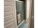 Modern bathroom with a walk-in shower, toilet, and open door at 9074 Larson Dr, Pendleton, IN 46064