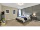 Bedroom with paneled accent wall, two windows, and neutral carpet at 11323 Still Creek Dr, Zionsville, IN 46077