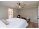 Bedroom with ensuite bathroom, ceiling fan, and crown molding at 129 Rosewood Dr, Cicero, IN 46034