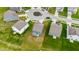 Aerial view of homes in a cul-de-sac, showcasing the neighborhood layout and landscaping at 1464 Buckland Ct, Avon, IN 46123