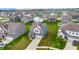 Beautiful aerial view of a suburban neighborhood with well-maintained homes and green lawns on a sunny day at 1464 Buckland Ct, Avon, IN 46123