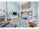 Bright, open living room with fireplace, soaring ceilings, and comfortable seating at 1787 Halifax St, Carmel, IN 46032